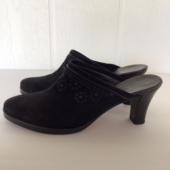 COLE HAAN BLACK SUEDE CLOGS SIZE 9.5 - Picture 3 of 16